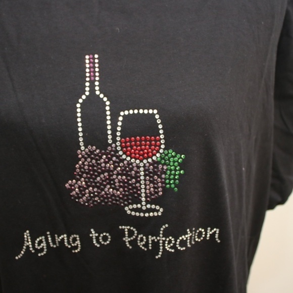 𝅺AGING to Perfection Rhinestone  T-Shirt - Picture 2 of 4